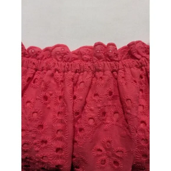 Betsy Johnson Paradise Pink On/Off Shoulder Cotton Eyelet Midi, M - Picture 7 of 15